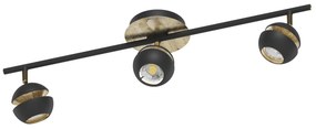 Stropné LED svietidlo Nocito 3-pl. v čierno-zlatej
