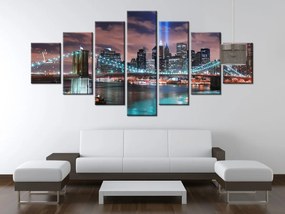 Gario Obraz s hodinami Panoráma Manhattanu - 7 dielny Rozmery: 210 x 100 cm
