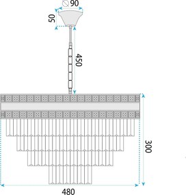 Toolight Toolight, závesné svietidlo 50cm, 7xE14, G048-CP, zlatá, OSW-08942