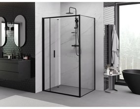 Mexen Exo, sprchovací kút so skladacími dverami 70 x 90 cm, 6mm číre sklo, čierny profil, 816-070-090-70-00