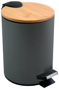 Tmavosivý nášľapný oceľový odpadkový kôš 3 l Adonis – Spirella