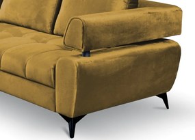 Rohová sedacia súprava Paris, horčicová žltá látka, ľavý roh