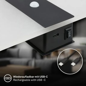 Briloner 3888015 - LED dobíjateľné nástenné svietidlo so senzorom AURA LED/2,5W/5V 1800 mAh čierne