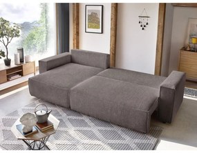 Taupe menčestrová rozkladacia/s úložným priestorom rohová pohovka Nihad – Bobochic Paris
