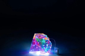 Kúzelná LED dekorácia v tvare diamantu Dúhová strieborná J-line – 25*25*30 cm