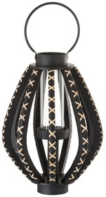 Čierna drevená lampáš Reed black - Ø 33 * 45 cm