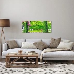 Obraz - Čarovná záhrada s labuťami (120x50 cm)