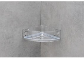 WENKO 22686100-Rohová polica VACUUM-LOC QUADRO ED 28x19,5 cm strieborná/priehľadná