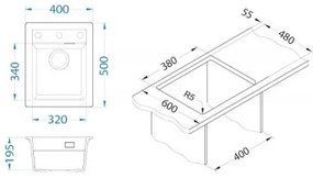 ALVEUS 1139079 - Kuchynský drez ATROX 50x40 cm granit/biela