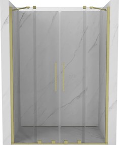 Mexen Velar Duo, posuvné dvere do otvoru 140x200 cm, 8mm číre sklo, zlatá matná, 871-140-000-02-55