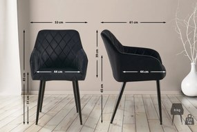 Jedálenská stolička Monett - zamat, B čierny rám - Čierna