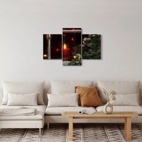 Obraz - Žiariaca vianočná sviečka (90x60 cm)