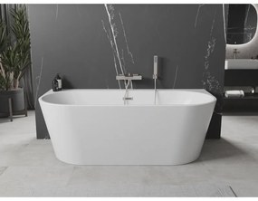 Mexen Oval+, voľne stojaca vaňa ku stene 170 x 80 cm, biela lesklá, brúsená oceľ, 52681708000-97