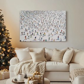 Vianočný obraz zimné radovánky na svahu