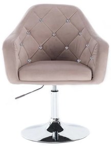 LuxuryForm DESIGN Kreslo ROMA VELUR na striebornom tanieri - svetlo šedé