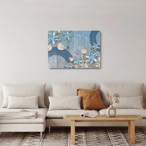 Sklenený obraz - Modré kvety (70x50 cm)