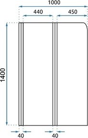 Dvojdielna vaňová zastena REA AGAT-2 100 cm, zlatá kartáčovaná/transparent