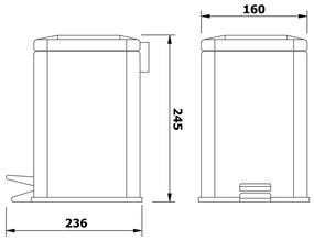 AQUALINE GAQ003 Simple line odpadkový kôš hranatý 3 l, nehrdz. oceľ lesk