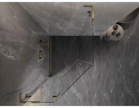 Mexen Lunar, L päťuholníkový sprchový kút naklápací doľava 80 x 90 cm, 8mm číre sklo, zlatý profil, 831L-080L-090P-50-00-L