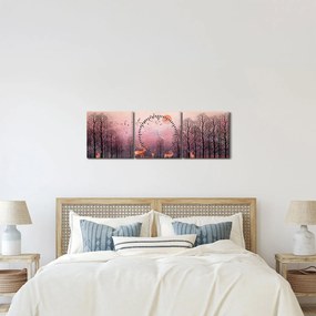Obraz - Jelene v žiare zapadajúceho slnka (s hodinami) (90x30 cm)