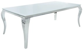 Jedálenský stôl Rococo 200 cm biela / strieborná