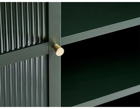 Zelená kovová vitrína Unique Furniture Bronco, výška 140 cm
