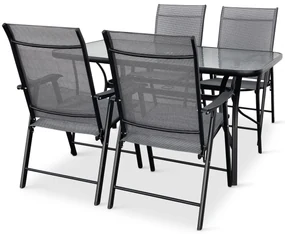 Záhradný jedálenský set Porto 140 cm + 4x kovová stolička Solano