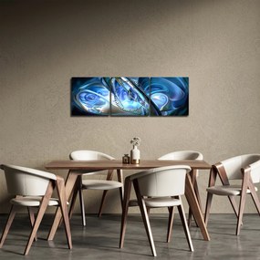 Obraz modrých fraktálov (s hodinami) (90x30 cm)