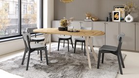 ALDO 100 Dub Artisan/béžové nohy - OKRÚHLY LOFTOVÝ/INDUSTRIÁLNY ROZKLADACÍ STÔL DO OBÝVAČKY/JEDÁLNE