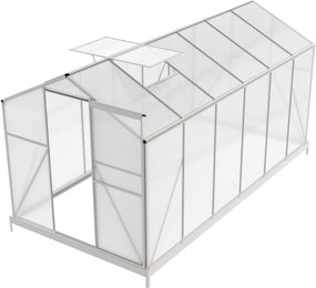 Skleník so základňou BestBerg BBGH‑1206S / 7,05 m² / 371 × 190 × 194 cm / strieborná