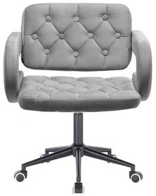 LuxuryForm DESIGN Kreslo ADRIA VELUR na čiernej podstave s kolieskami - šedé