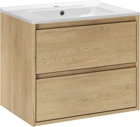 Závěsná skříňka Viola Lava se zápustným umyvadlem 60 cm dub cremona