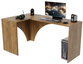 Rohový PC stolík Uhlominn (craft zlatý). Akcia -16%. Vlastná spoľahlivá doprava až k Vám domov. 1092071