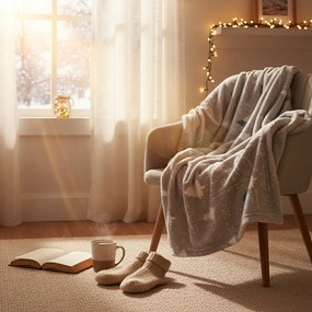 Home Elements Mikroflanelová deka, šedá, lesík