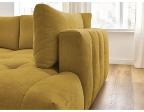 Rozkladacia/s úložným priestorom rohová pohovka v horčicovej farbe (pravý roh/do L) Fuji – Bobochic Paris