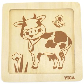 Viga puzzle 4 dílky kráva