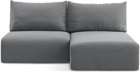 Sivá zamatová rozkladacia/s úložným priestorom rohová pohovka (pravý roh/s leňoškou) Kalena – Makamii