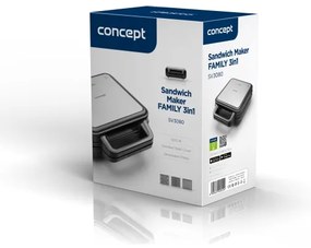 Concept SV3080 - Toster FAMILY 3v1 1200W/230V čierna/nerez
