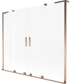 Mexen Velar L Duo, 2-krídlová posuvná vaňová zástena 200 x 150 cm, 8mm sklo námraza, ružové zlato, 896-200-003-32-60
