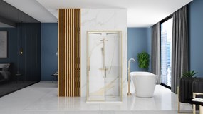 Rea Rapid Slide, 3-stenný sprchovací kút s posuvnými dverami 160(dvere) x 80(stena) x 195 cm, 6mm číre sklo, zlatý matný profil, KPL-09381