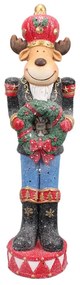 Farebná vianočná dekorácia socha Sob s venčekom - 18*18*66 cm