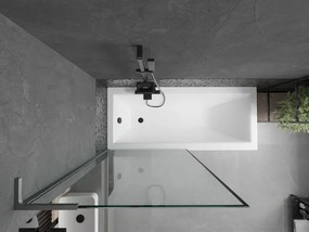 Mexen Next L, 1-krídlová vaňová zástena 90 x 150 cm, 6mm číre sklo-čierny vzor, grafitový profil, 895-090-000-03-70-66
