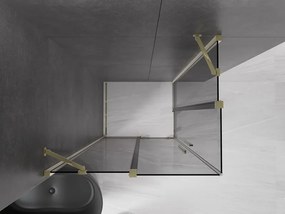 Mexen Velar Duo, sprchový kút s posuvnými dverami 90 x 80 cm, 8mm šedé sklo, zlatá lesklá, 871-090-080-42-50