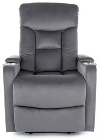 Polohovacie kreslo Berville Velvet, sivá