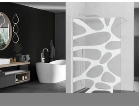 Mexen Kioto, Walk-In sprchová zástena 80 x 200 cm, 8mm sklo číre/biely vzor, biely profil, 800-080-101-20-97