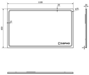 Sapho Sapho, GEMINI LED podsvietené zrkadlo 1100x650mm, GM110