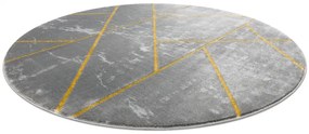 Koberec okrúhly EMERALD exkluzív 1012 glamour, mramor, geometrický sivo / zlatý
