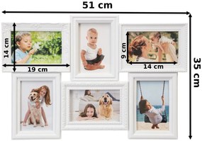 Fotorámeček BAFRA 51x35 cm 6 fotografií bílý
