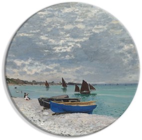 Artgeist Okrúhlý obraz - Sainte-Adresse Beach, Claude Monet - Boats on the Seashore Veľkosť: 40x40