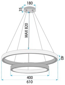 Toolight Toolight, LED stropné svietidlo 60cm, 55W, 3500lm + diaľkové ovládanie, APP1772-CP, zlatá matná, OSW-06351